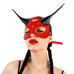  Шкіряна маска Art of Sex - Lucifer Red&Black