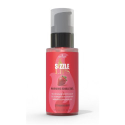 Зігрівальний масажний гель Sensuva Sizzle Lips Strawberry (59 мл), без цукру, їстівний