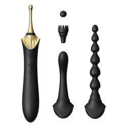 Мультифункциональный вибратор Zalo — Bess 2 Obsidian Black, 4 насадки, подогрев