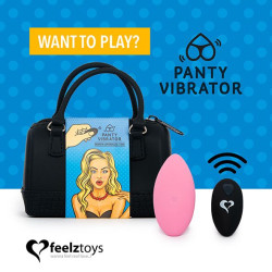  Вибратор в трусики FeelzToys Panty Vibrator Pink с пультом ДУ, 6 режимов работы, сумочка-чехол