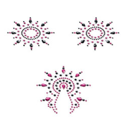  Пэстис из кристаллов Petits Joujoux Gloria set of 3 - Black/Pink, украшение на грудь и вульву
