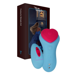  Вибратор в трусики FairyGasm HeartGem blue, на магните, пульт ДУ