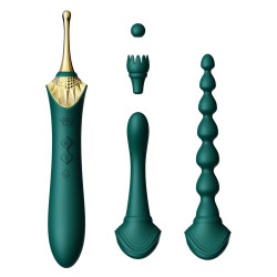  Мультифункциональный вибратор Zalo — Bess 2 Turquoise Green, 4 насадки, подогрев