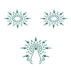  Пэстис из кристаллов Petits Joujoux Gloria set of 3 - Green/Blue, украшение на грудь и вульву