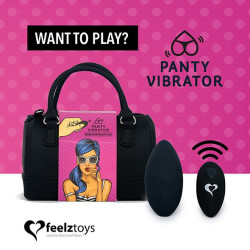  Вибратор в трусики FeelzToys Panty Vibrator Black с пультом ДУ, 6 режимов работы, сумочка-чехол