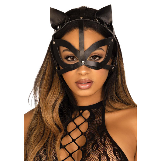 Leg Avenue Vegan leather studded catmask Black - №1