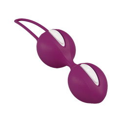  Вагінальні кульки Fun Factory SMARTBALLS DUO, бордово-білі, 2 шт, діаметр 3,2 та 3,6 см