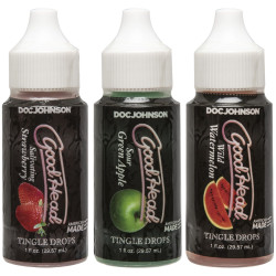  Набір крапель для мінету Doc Johnson GoodHead - Tingle Drops (Watermelon, Green Apple, Strawberry)