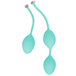 Роскошные вагинальные шарики PILLOW TALK - Frisky Teal с кристаллом, диаметр 3,2см, вес 49-75гр