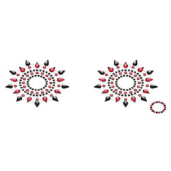  Пэстис из кристаллов Petits Joujoux Gloria set of 2 - Black/Red, украшение на грудь